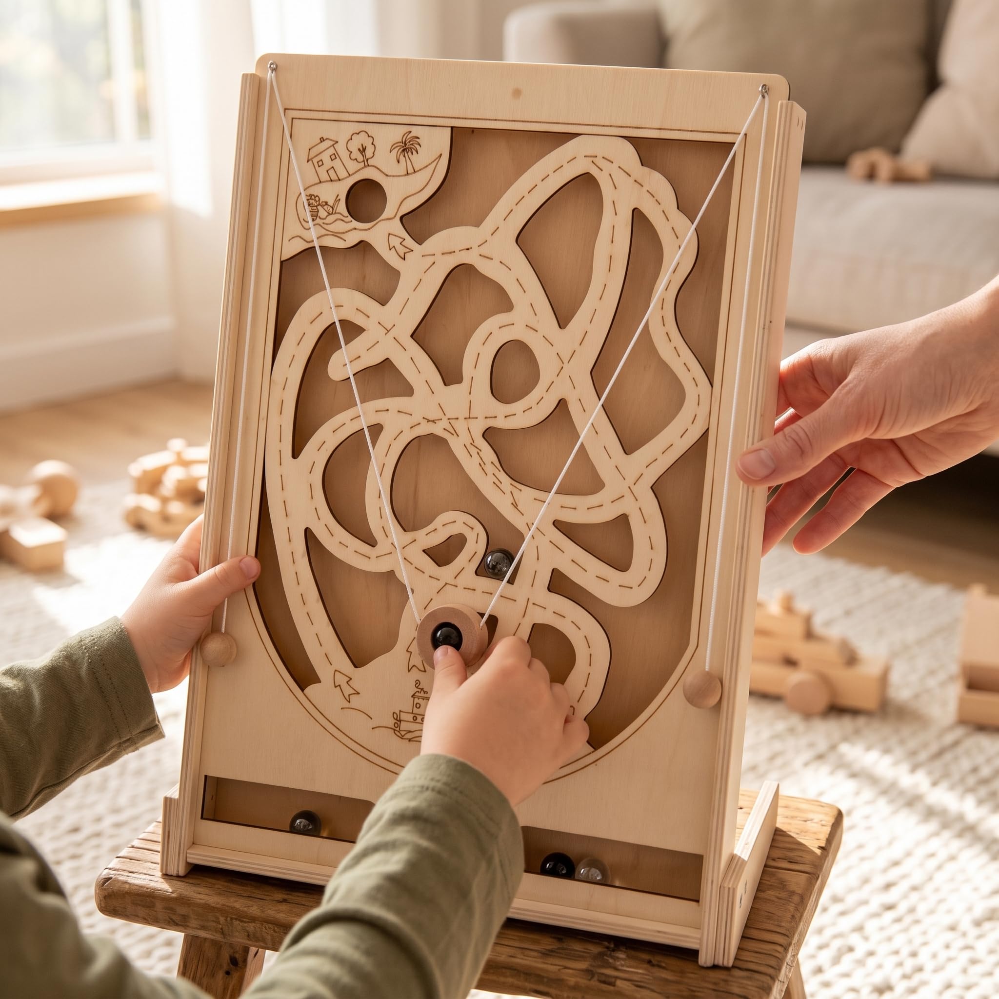 Qianly in Legno con Avventura Pirata per Allenare Coordinazione Mano Occhio E Controllo Fine Gioco da Tavolo con Struttura Robusta Adatto per Giochi Famiglia, Multiforo
