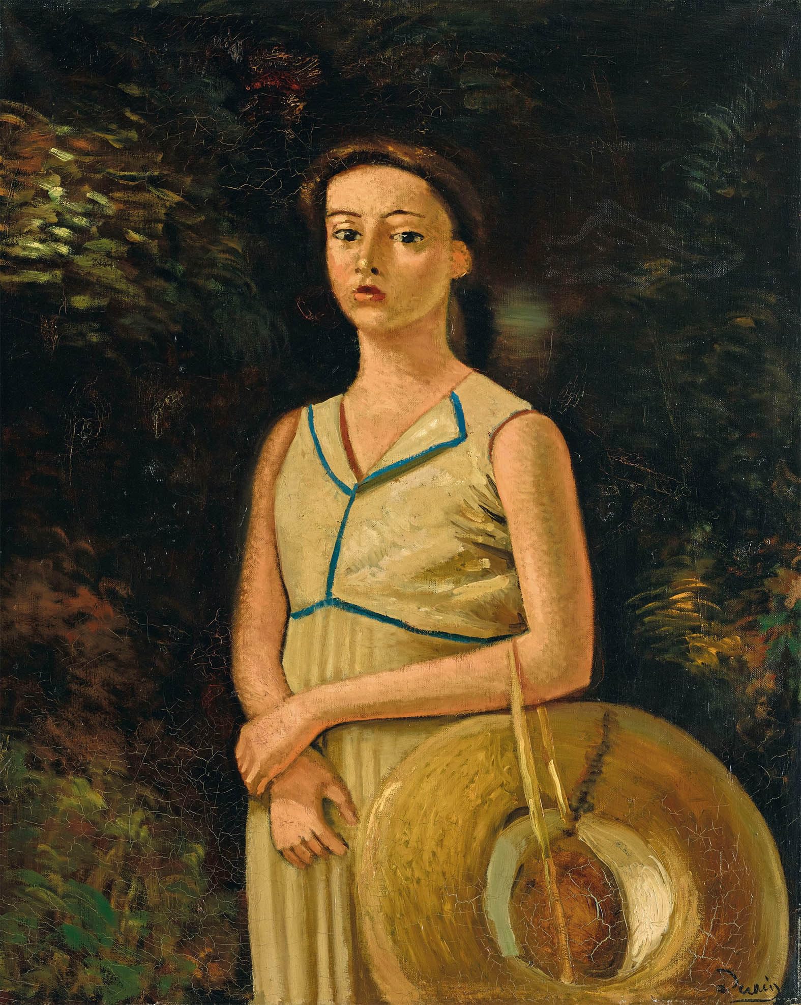 GYTRI CGFHJ André Derain Poster Vintage Wall Art《Portrait Holding a Straw Hat》by André Derain Prints People Canvas Painting For Home Decor 40x50cm Unframed
