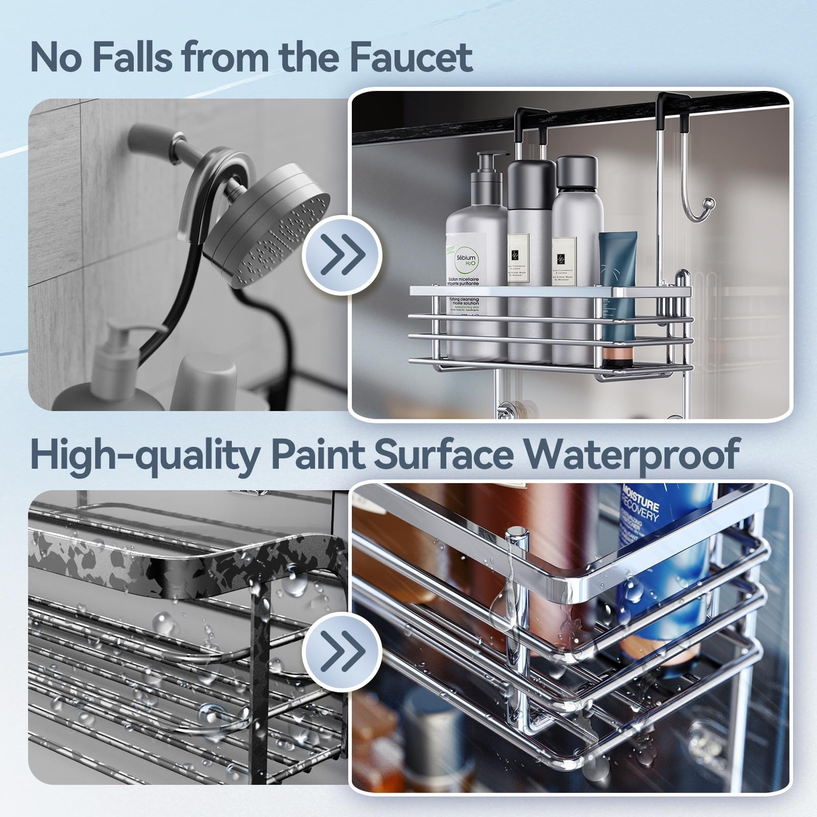 Amazon｜Gaseawolf ドア掛けシャワーキャディ ステンレススチール 吊り