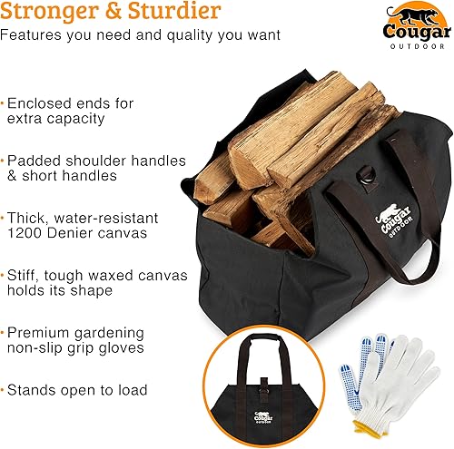Miniatura 5 de Cougar Ultimate Log Carrier, extra heavy duty, permanente, impermeable forrado en leña Bolsa de transporte de, mejor para madera