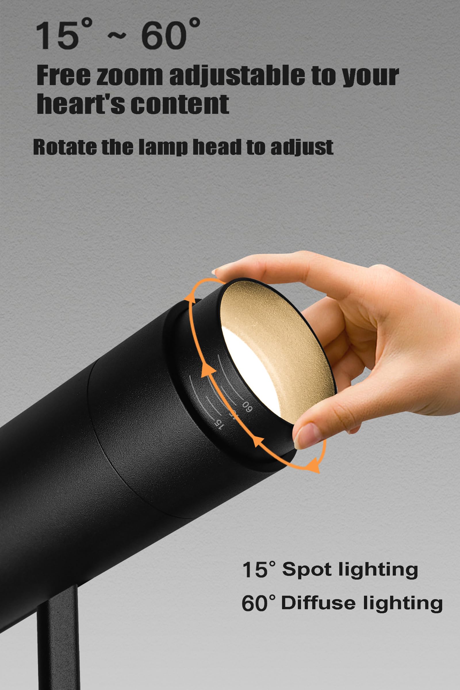 20W Foco LED con zoom, ángulo de haz ajustable de 15-60 ° para techo, luz de punto de acento con cable montaje en superficie para imágenes, plantas, pintura, CRI 95, Blanco Neutro-4000K