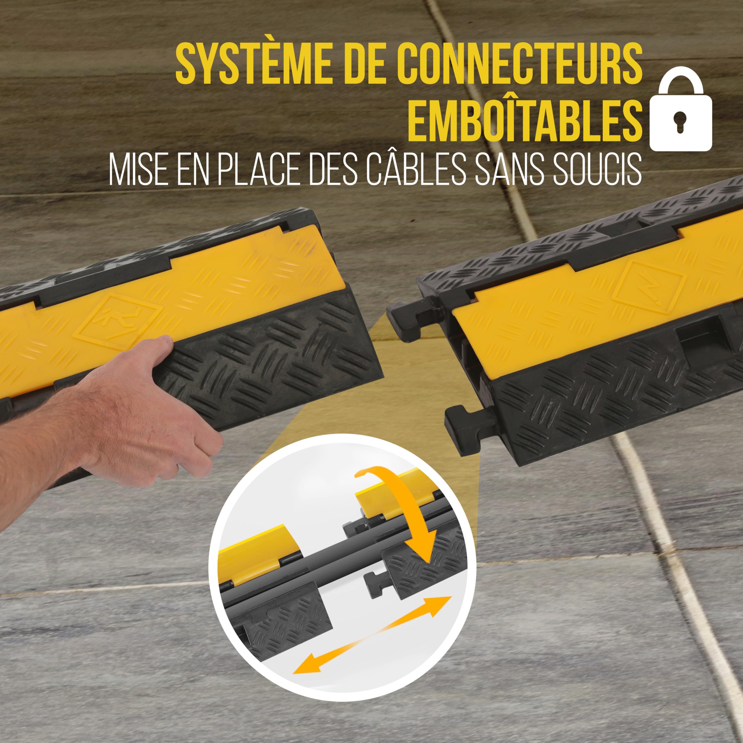 Pyle Protection de rampes pour câbles Durable - Protection pour tuyaux et câbles à Usage intensif avec Une capacité maximale de 2 000 lbs et Un Design à Canal de 2 Fentes avec Couverture Rabattable