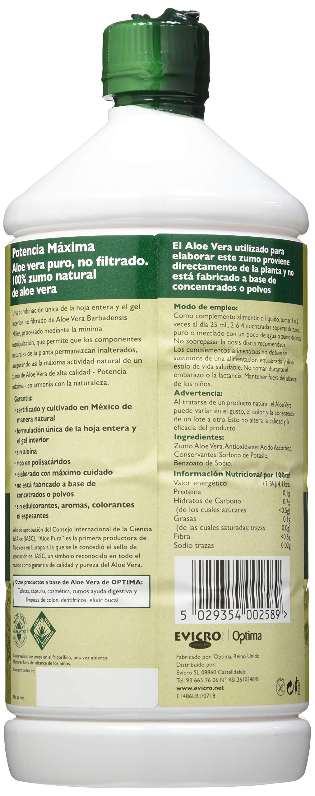 jugo aloe vera 1l aloe pura 1 lt.