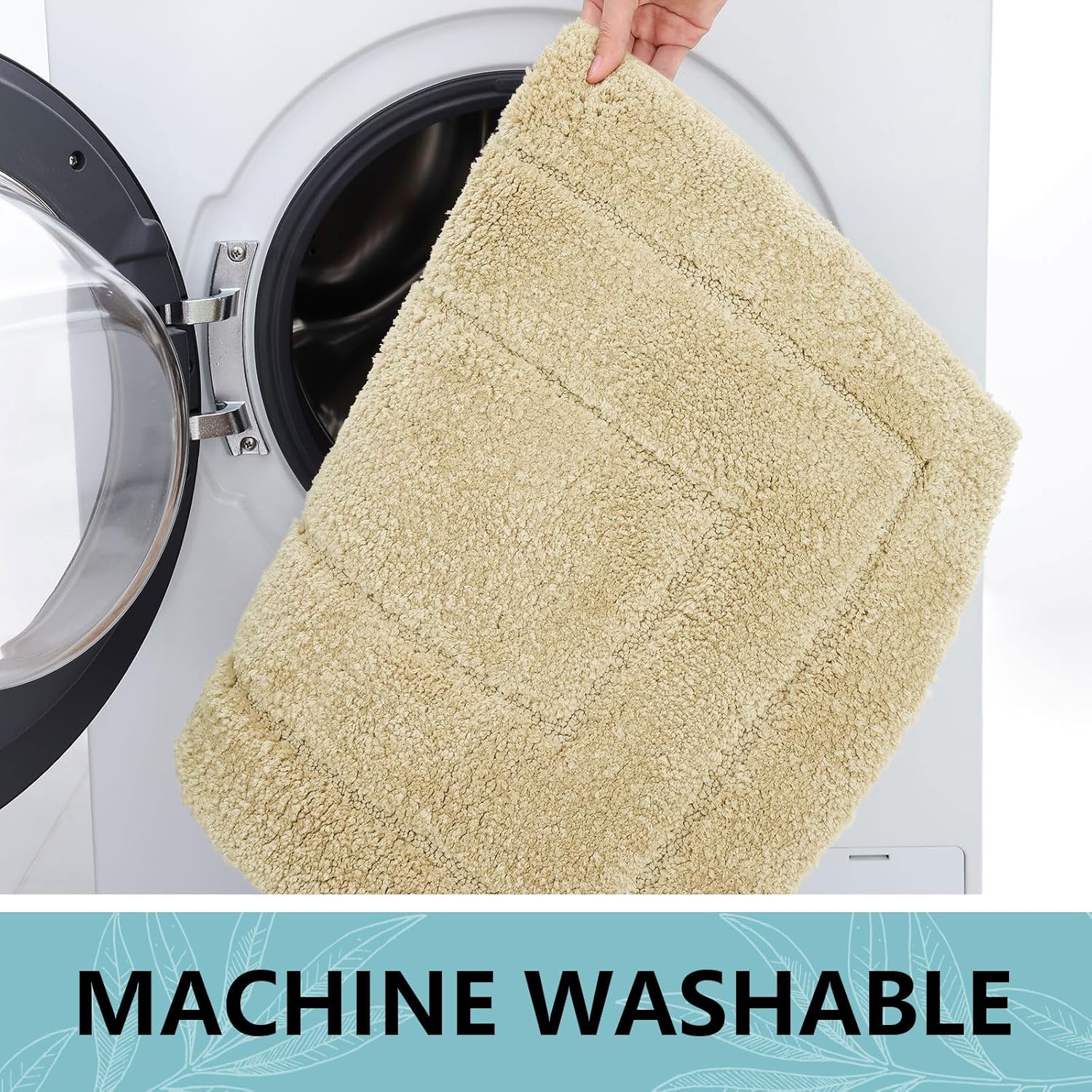 Buganda Bathroom Rugs, 59" x 20", Soft and Absorbent Microfiber Bath Rugs, Non-Slip Shaggy Shower Carpet, Machine Wash Dry Bath Mats for Bathroom Floor, Tub and Shower, Beige