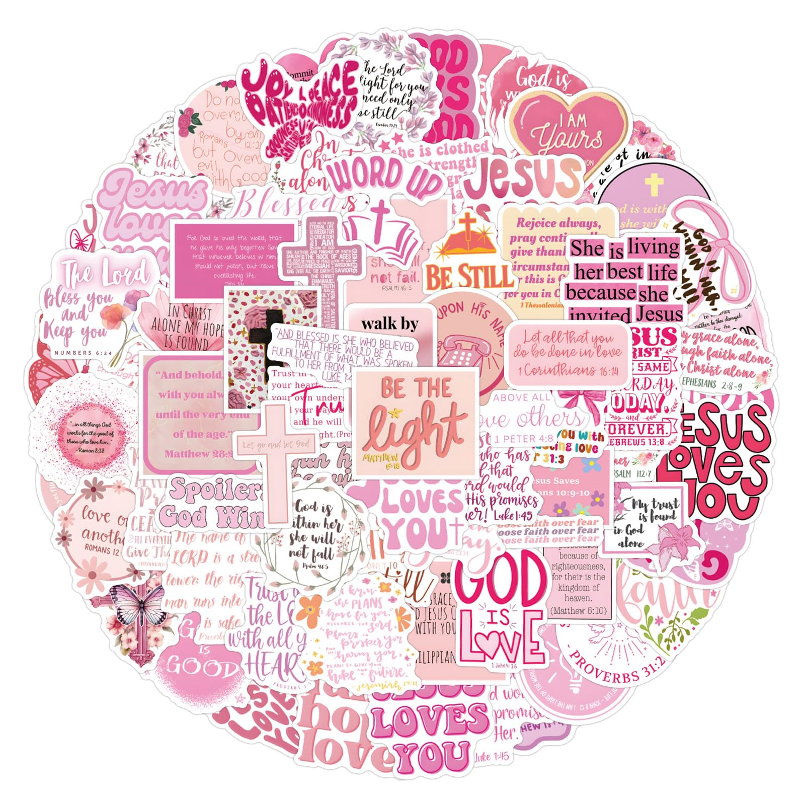 110PCS Bookish Stickers for Kindle, Bible Verse Sticker Pack for Women Inspirational Pink Christian Vinyl Decals for Laptop Water Bottle Waterproof