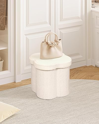 Miniatura 7 de B FSOBEIIALEO Cubo otomano de almacenamiento, otomanas en forma de flores con reposapiés de almacenamiento para sala de estar, asiento otomano