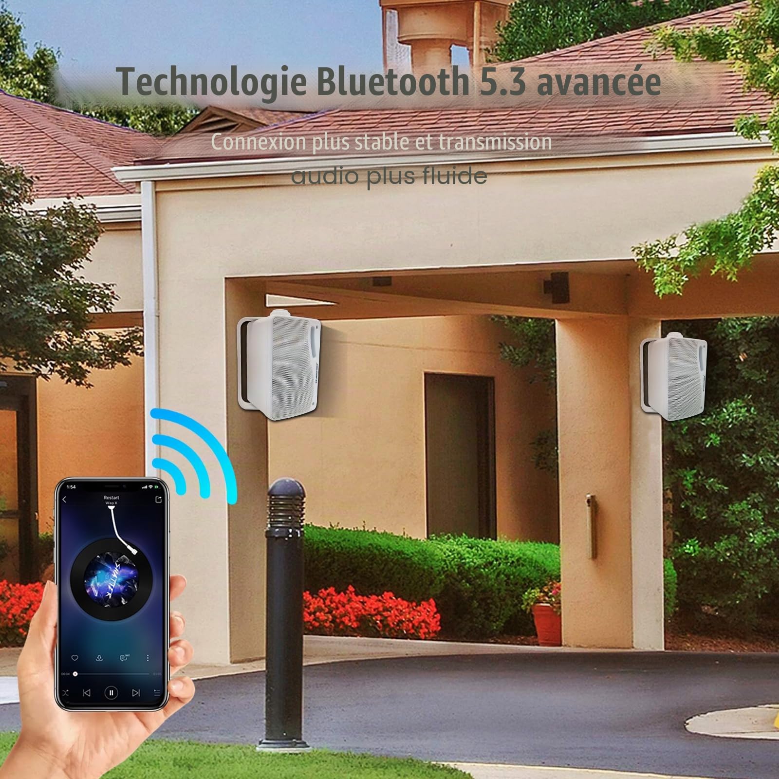 STUDIOFINIX Enceintes Bluetooth extérieures 3,5 Pouces étanches et filaires, Haut-parleurs muraux Haut de Gamme améliorés 3 Voies 200W, idéales pour terrasse, Patio, intérieur et extérieur (Blanc)