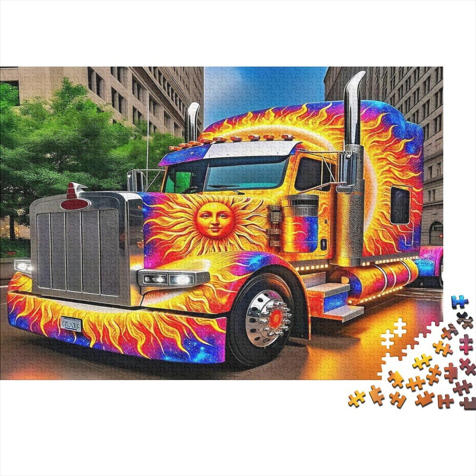 Painted Truck Puzzle Game Paper 1000 Pieces Adult City Street Relax Decoration Gift 52x38cm/1000pcs