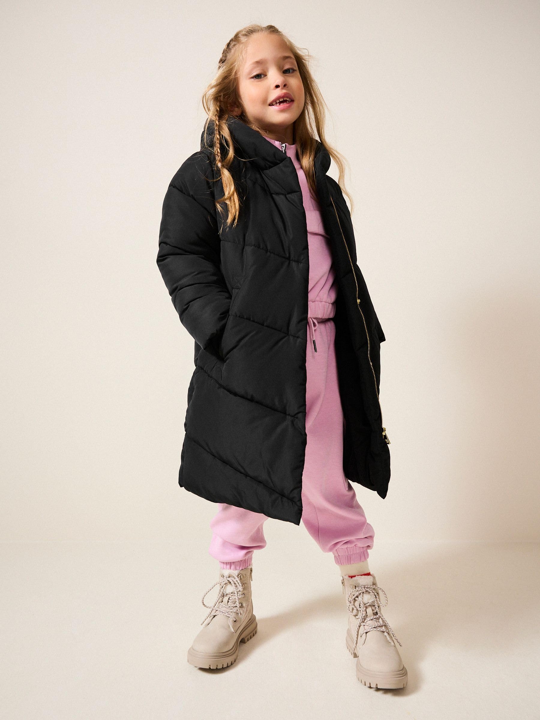 NEXT Niñas Abrigo acolchado con capucha, forro de pelo sintético y diseño impermeable