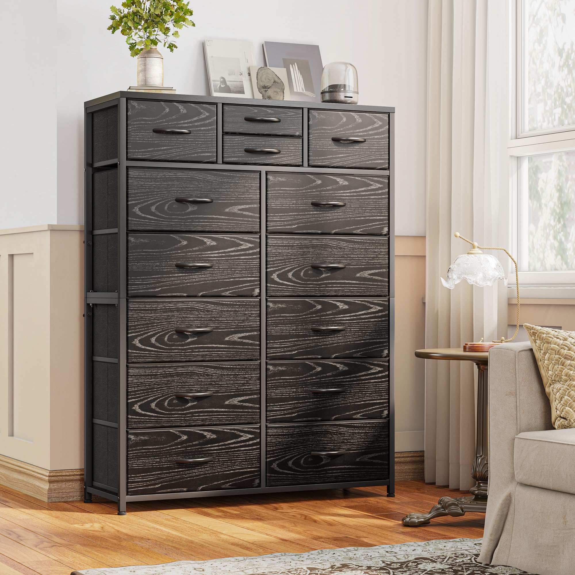 Amazon.com: EnHomee Tall Dressers for Bedroom with Drawers, Fabric Black  Dresser for Bedroom, Chests of Drawers for Living Room, Hallway, Entryway,  Wood Top, Metal Frame : Home & Kitchen