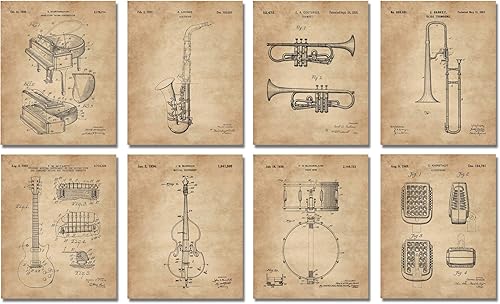 Decoraciones de jazz, arte de pared, regalos para amantes del jazz, decoración de estudio de música, juego de 8 (8 x 10) sin marco, impresiones de