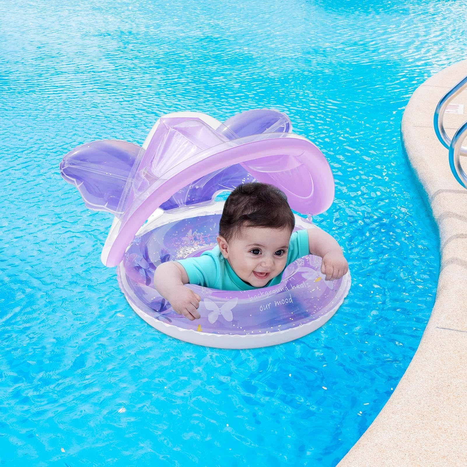 Flotteurs Enfant pour Piscine | Chaise Longue Flottante Forme Papillon avec Auvent - Flotteurs d'eau pour - pour La Baignade Extérieur Au Jardin Au Lac en Été Et Jeux À La Plage