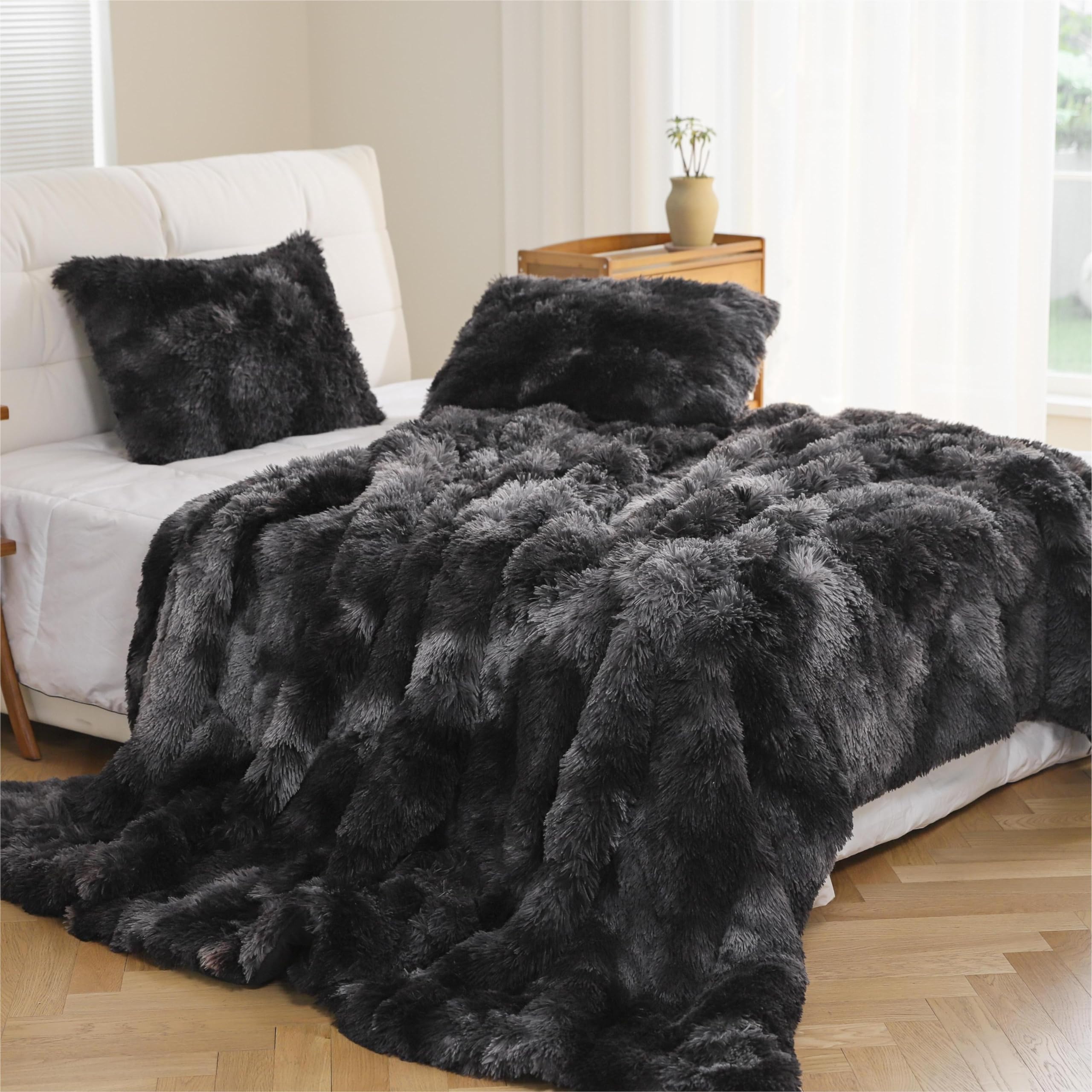 Syalife Plush Fluffy Duvet Cover Set, Luxury Ultra Soft Shaggy Bedding