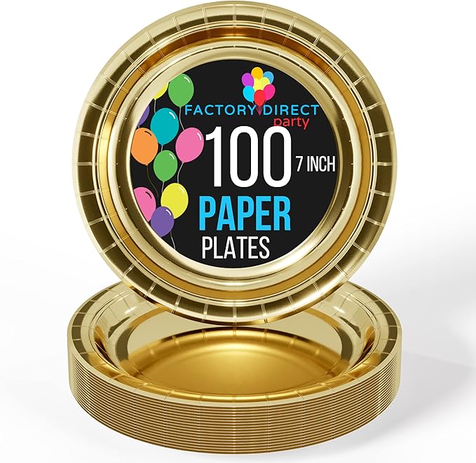 Exquisite Gold Paper Plates 7 Inch 100 Count Gold 7 Inch