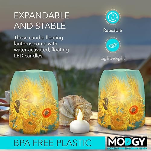 Miniatura 3 de MODGY Farol LED luminoso portavelas decorativo para interiores y exteriores, lámparas de vela de plástico para mesa de boda, porche, velas flotantes