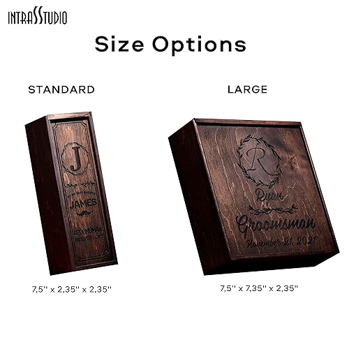 Miniatura 2 de IntraSStudio Personalized Wooden Groomsmen Gift Boxes for Presents - Wood Box with Hinged Lid - Custom Cigar Box for Fathers Day Bride Gifts - Best