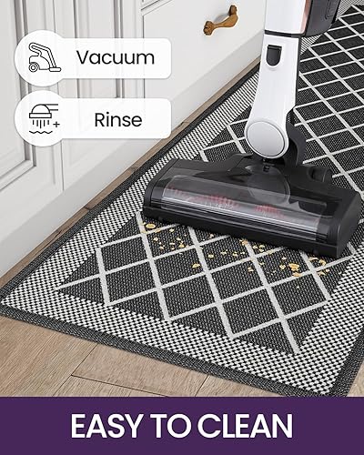 Miniatura 6 de DEXI Alfombras y tapetes de cocina para piso, alfombras absorbentes de cocina antideslizantes, lavables, juego de 2 tapetes de cocina para la parte