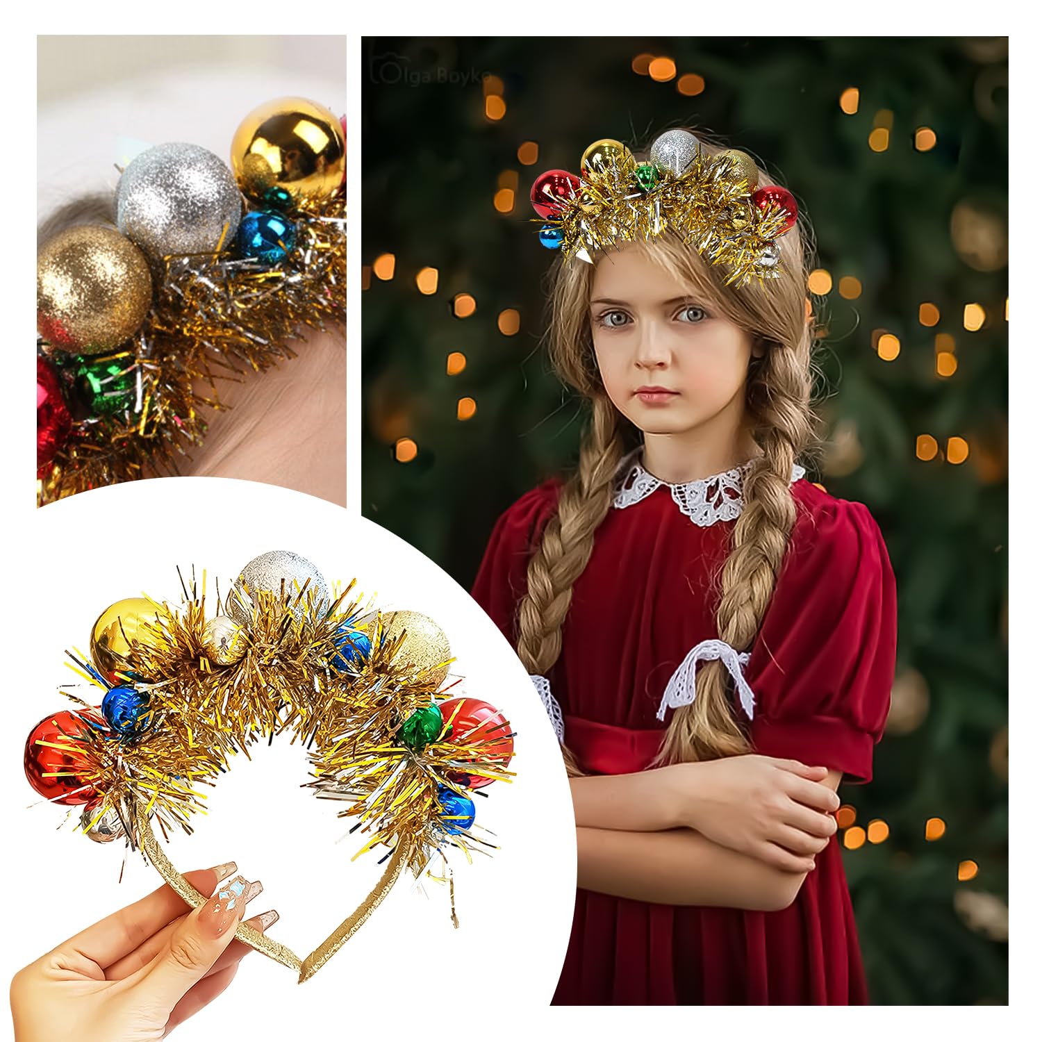 XNHIU Christmas Headband Colorful Christmas Balls Headbands Christmas Party Holiday Headbands Christmas Party Dress Up Accessories for Women Girls - Image 3