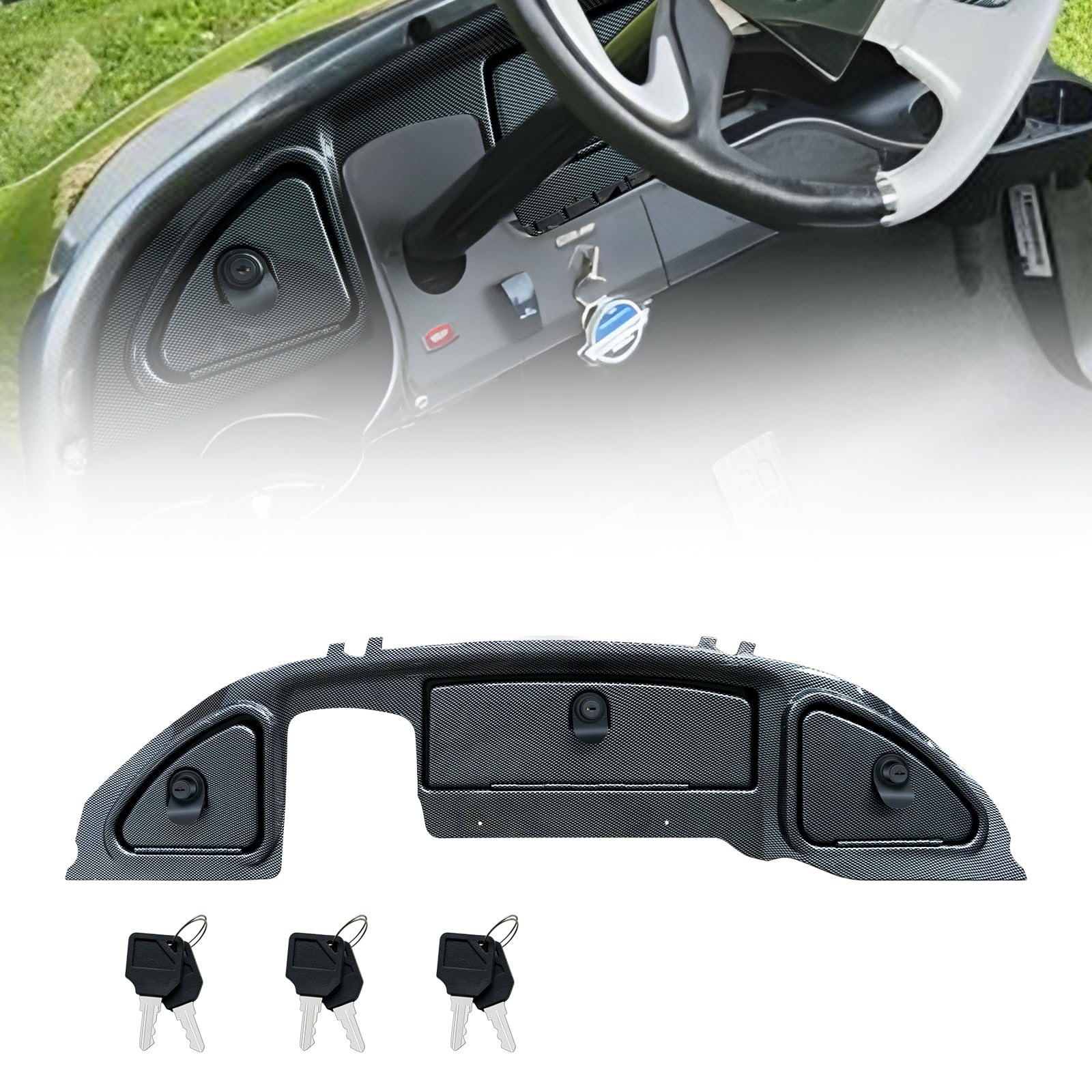 Shu-Ran Golf Cart Dash Kit with Locks and Keys for 2008.5-Up Club Car Precede...