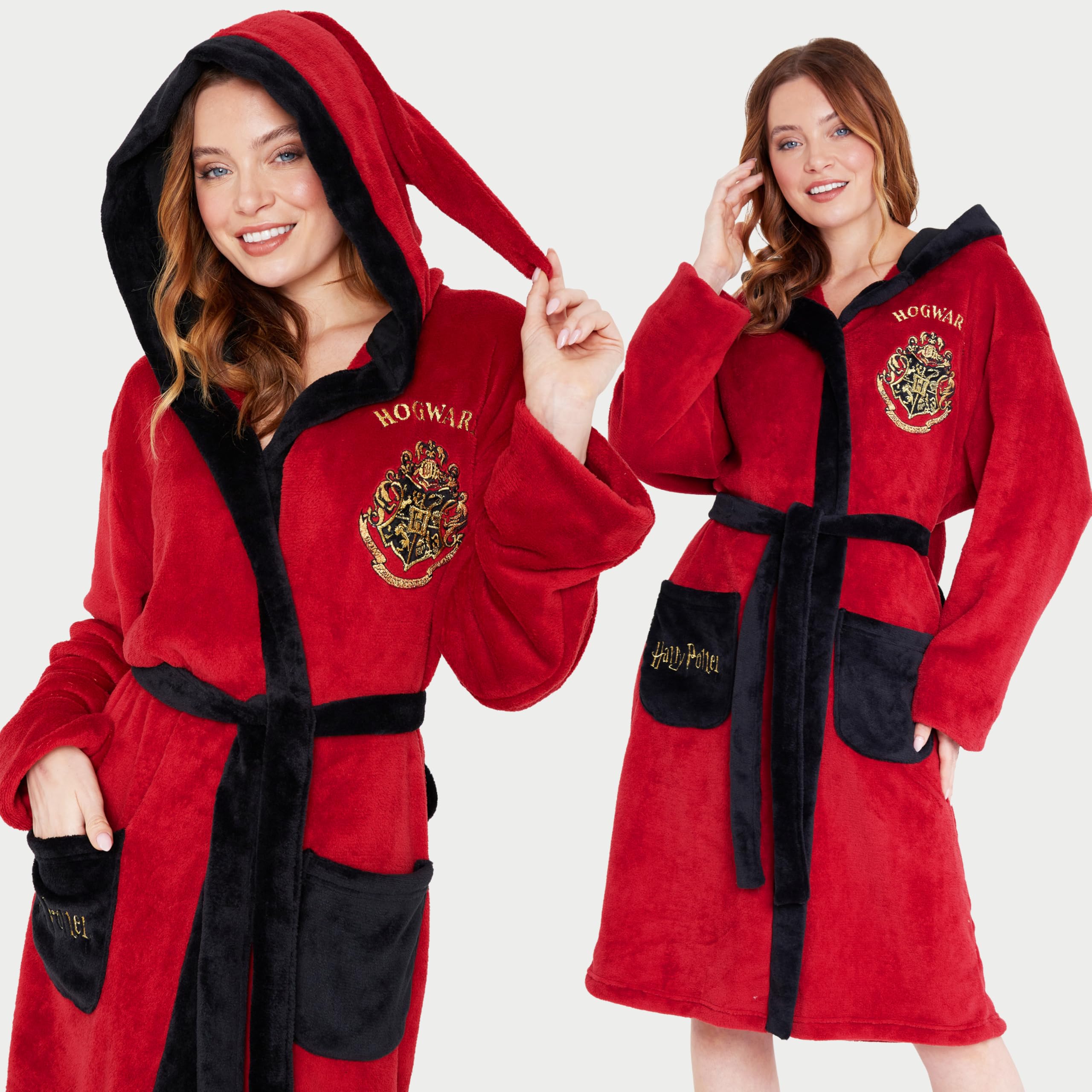 Harry Potter Pile Accappatoio Donna con Cappuccio, Tasche, Cintura - Regalo Donna