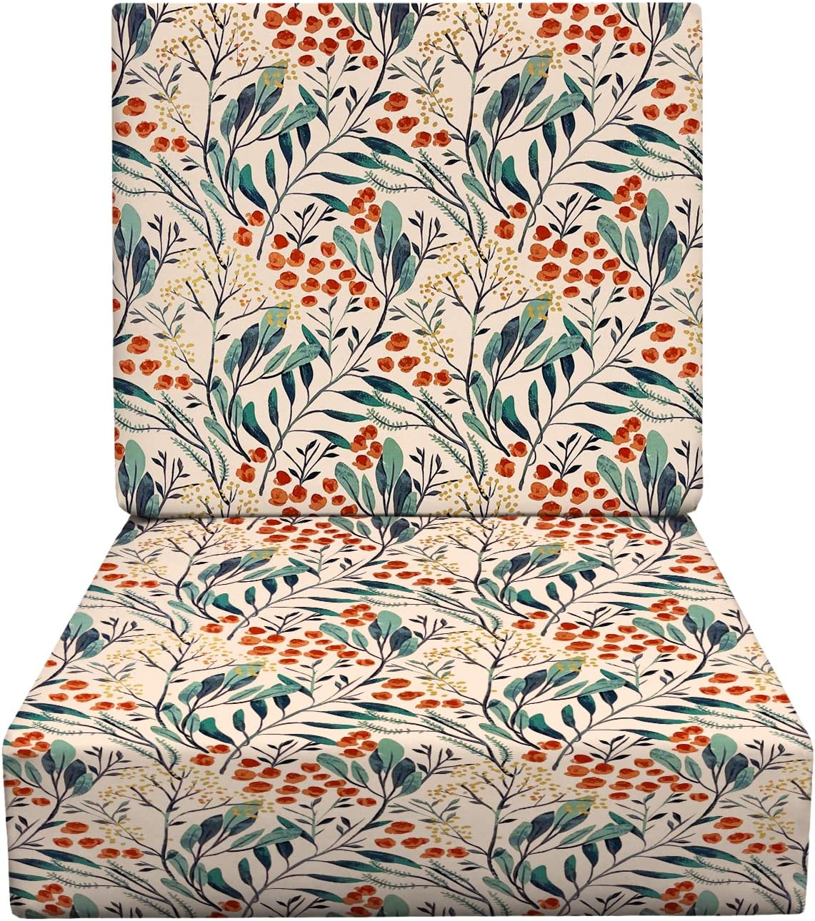 RSH Décor Indoor Outdoor Foam Deep Seating Cushion Set, 24” x 27” x 5” Seat and 24” x 21” x 3 Back, Choose Color (Gould Red Blue Floral)