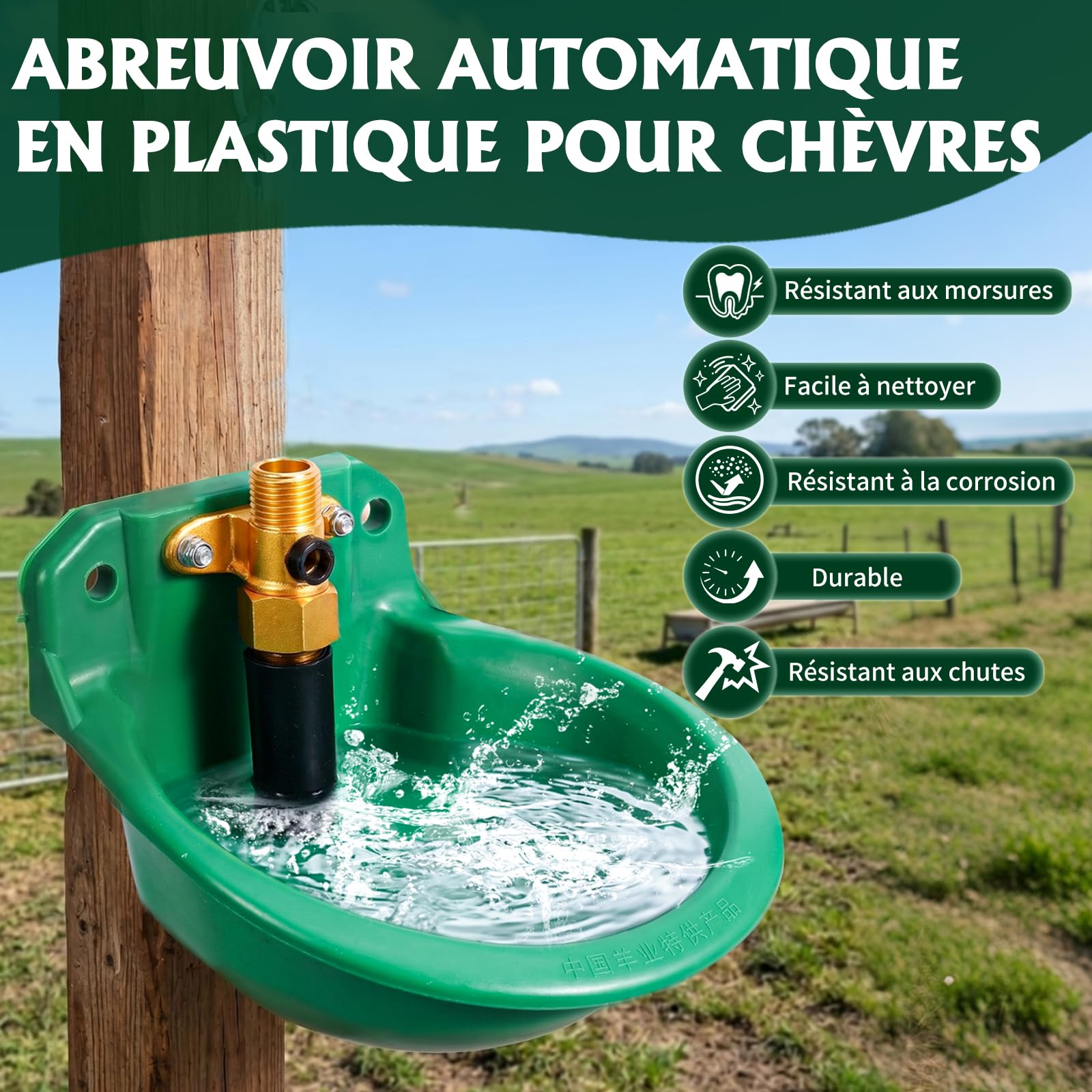 Abreuvoir Automatique pour Moutons, Veaux, Bovins, Cochons, Chiens, Porcelets (Valve d'eau en Cuivre)