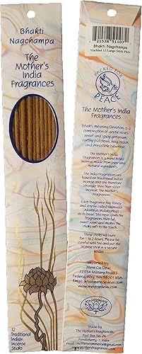 Mother's India Fragancias Incienso - Bhakti Nagchampa 12 paquetes de 10 pulgadas