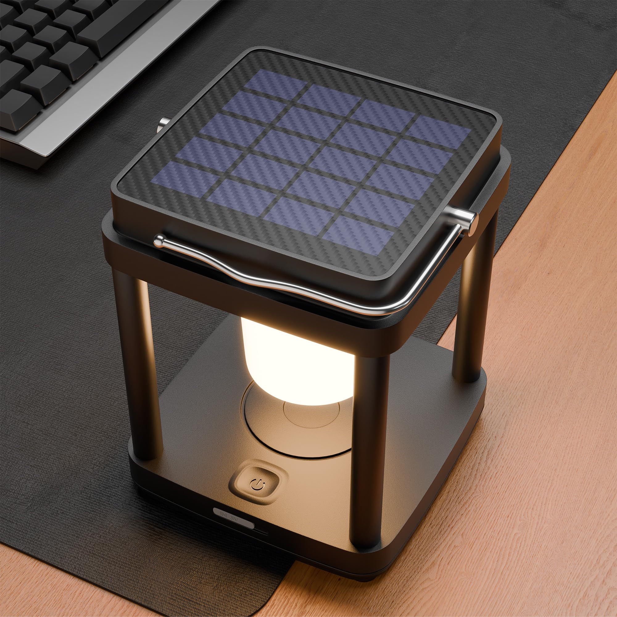 Lanterne solaire d'extérieur sans fil avec contrôle tactile, lanternes solaires étanches rechargeables pour lecture, marche, camping