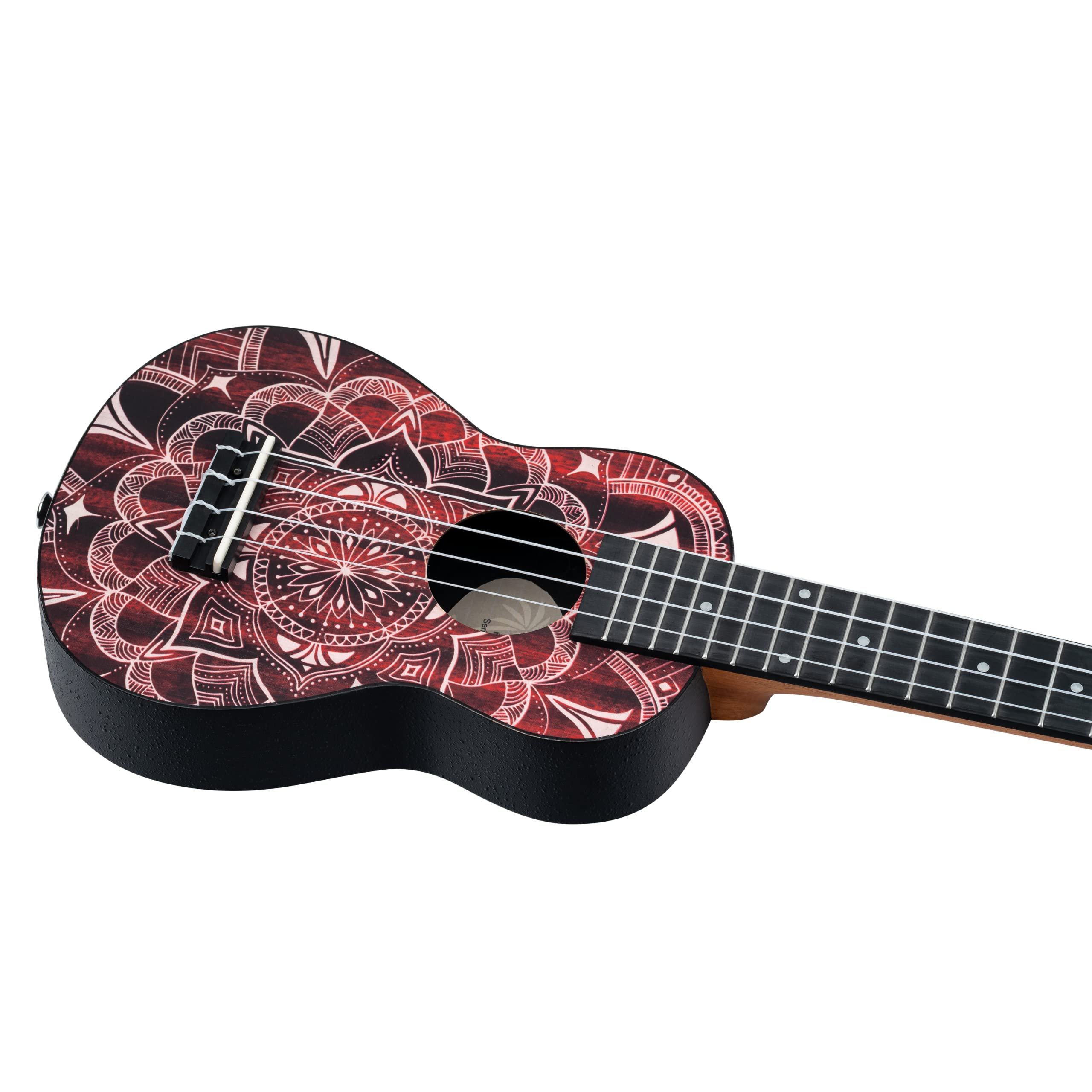 Ortega Guitars Ukulele Soprano Super Scale Acustico – Keiki K2 Series – Accessori Inclusi – Agathis / ABS, Red Kaleidoscope (K2SS-RKC)