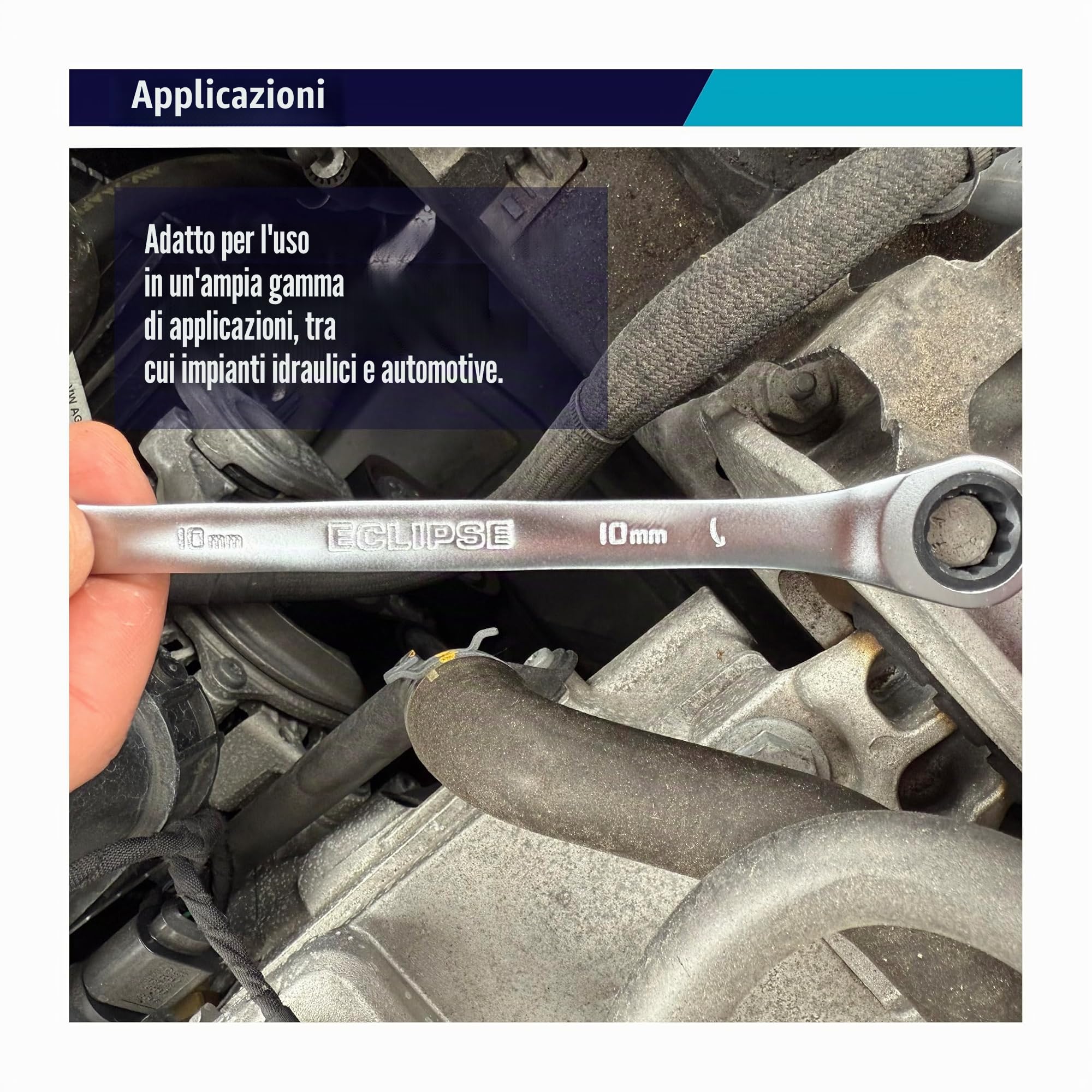 Eclipse Professional Tools ERWFIX7PS Set di 7 Chiavi a Cricchetto con Testa Fissa – 8–19mm, Acciaio Cromo Vanadio, 90 Denti, Alta Coppia, Finitura Satinata, per Auto e Manutenzione