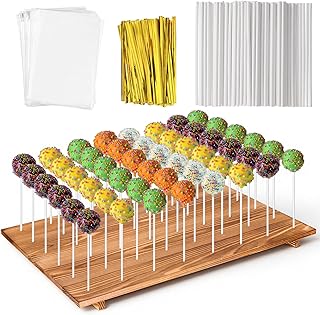 48 Holes Wood Cake Pop Stand, 16.5 x 12 x 1 Inch Lollipop Hold Stand wit...