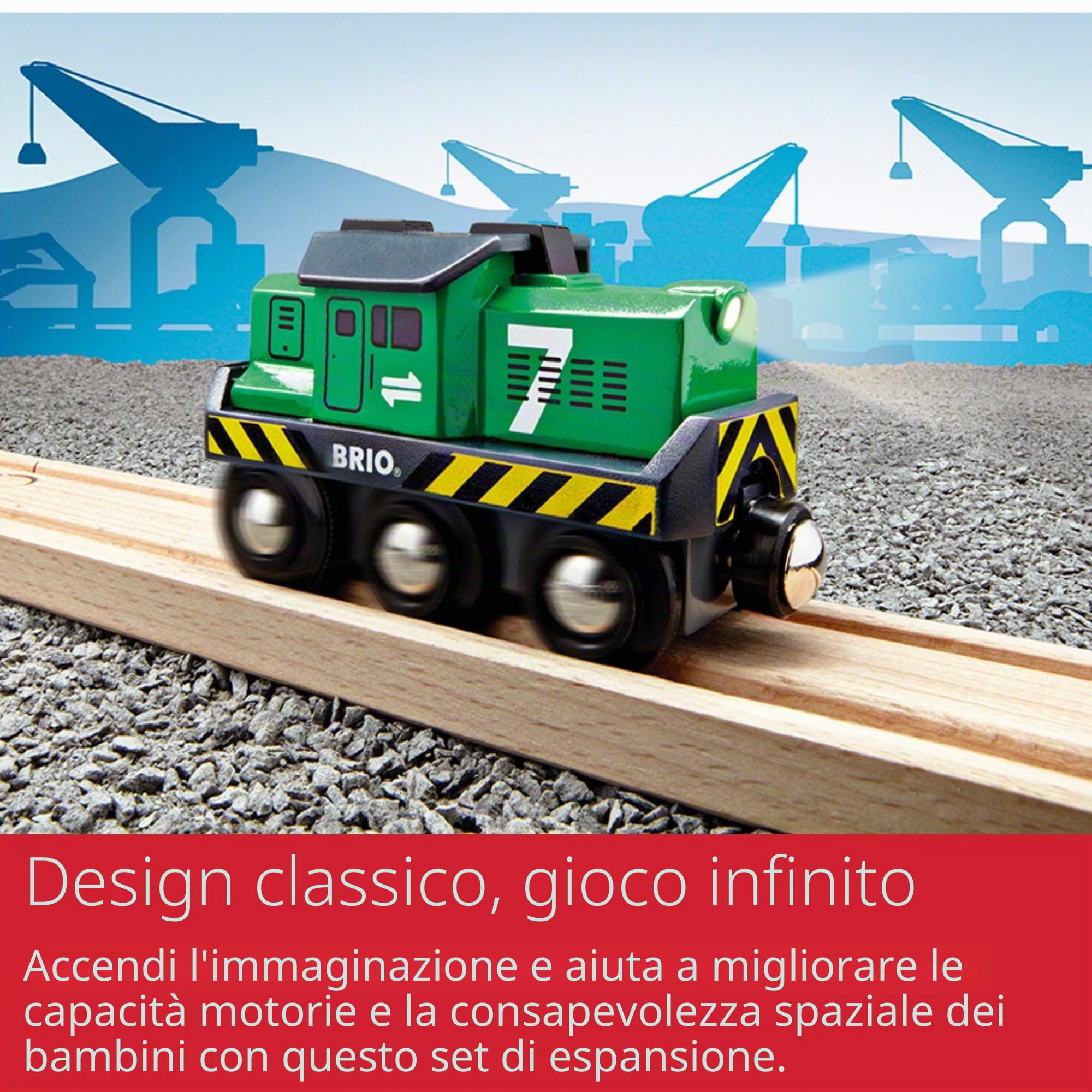 Brio World - Locomotiva per Treno Merci a Batterie, BRIO Treni-Vagoni-Veicoli, Età Raccomandata 3+