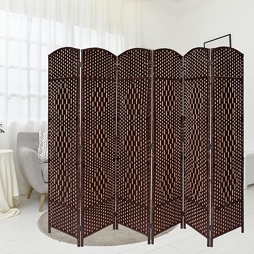 Miniatura 2 de Divisor de habitación de 6 paneles y pantalla de privacidad plegable, 70.9 pulgadas de alto, tejido de diamante de 6 paneles, divisor de privacidad