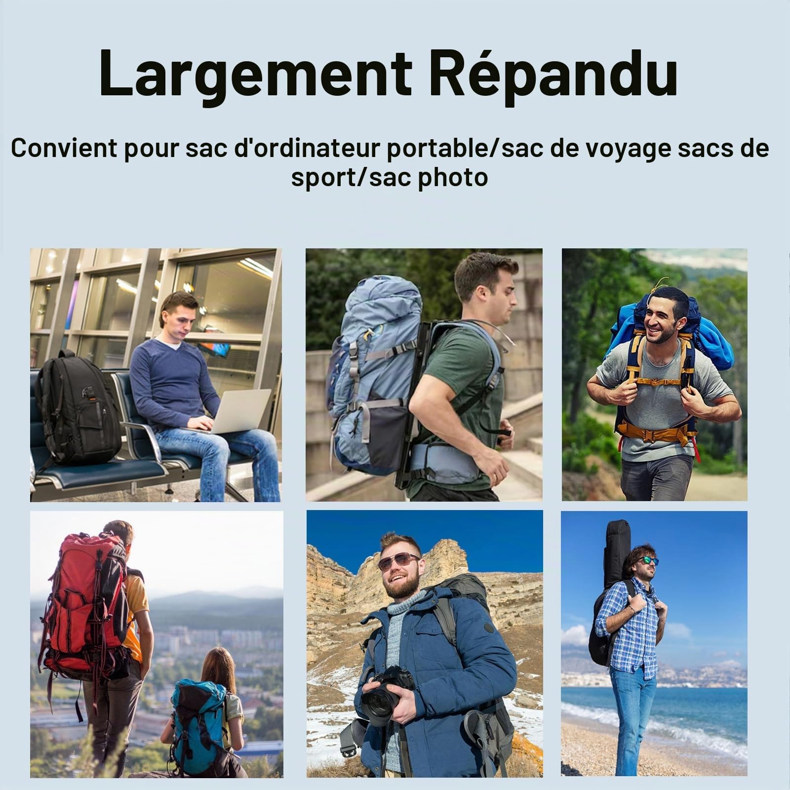 Lot de 2 coussinets de bandoulière amovibles. Rembourrage de sangle de sac à dos avec coussin d'air, décompression anti-gravité, ventilation et dissipation de la chaleur (noir)