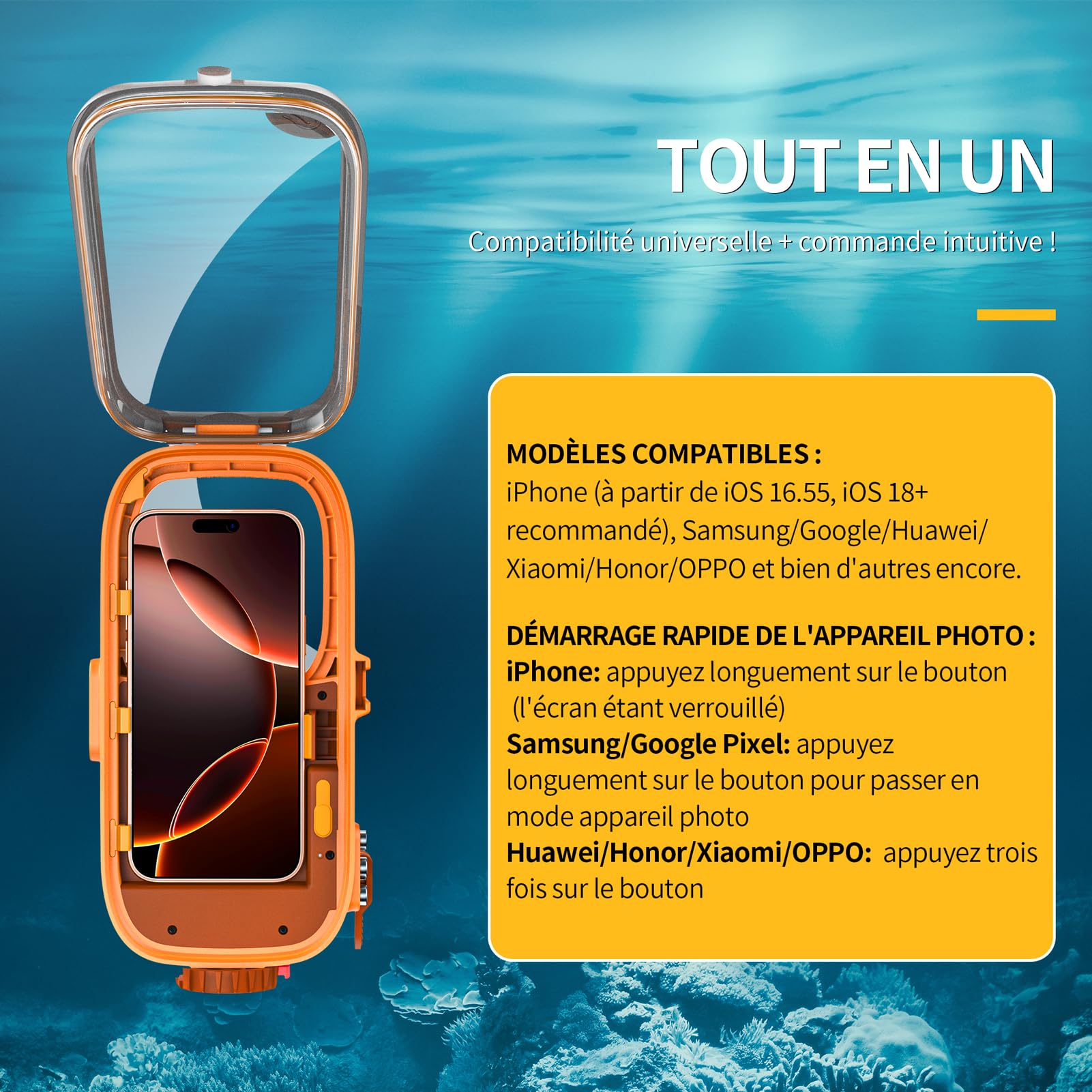 Pochette Étanche Universelle Coque Téléphone Protection Plongée 15M