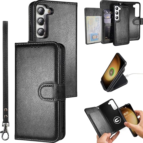 Cartera para Samsung Galaxy S23, magnética desmontable de 6.1 pulgadas con tarjetero, funda de cuero tipo folio, carga inalámbrica, bloqueo RFID,