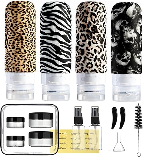 Mrsdry Juego de botellas de viaje para artículos de tocador, paquete de 16, recipientes de viaje a prueba de fugas para artículos de tocador,