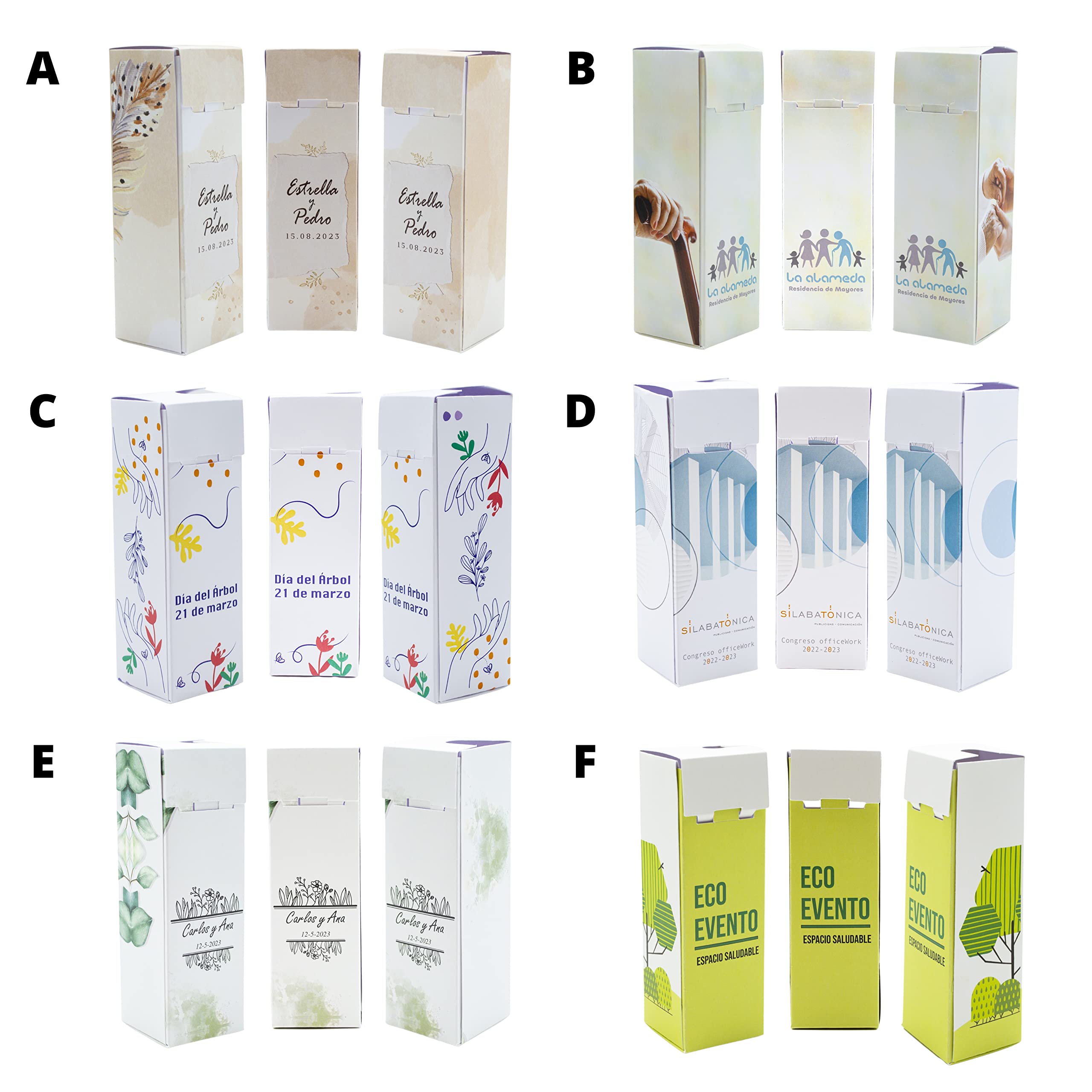 de regalo – Pack 25 Uds en Cajas de Cartón Personalizadas con la Imagen o Texto que Quieras – Amplia variedad de Especies – Promociones, Eventos, Bodas - Regala Vida