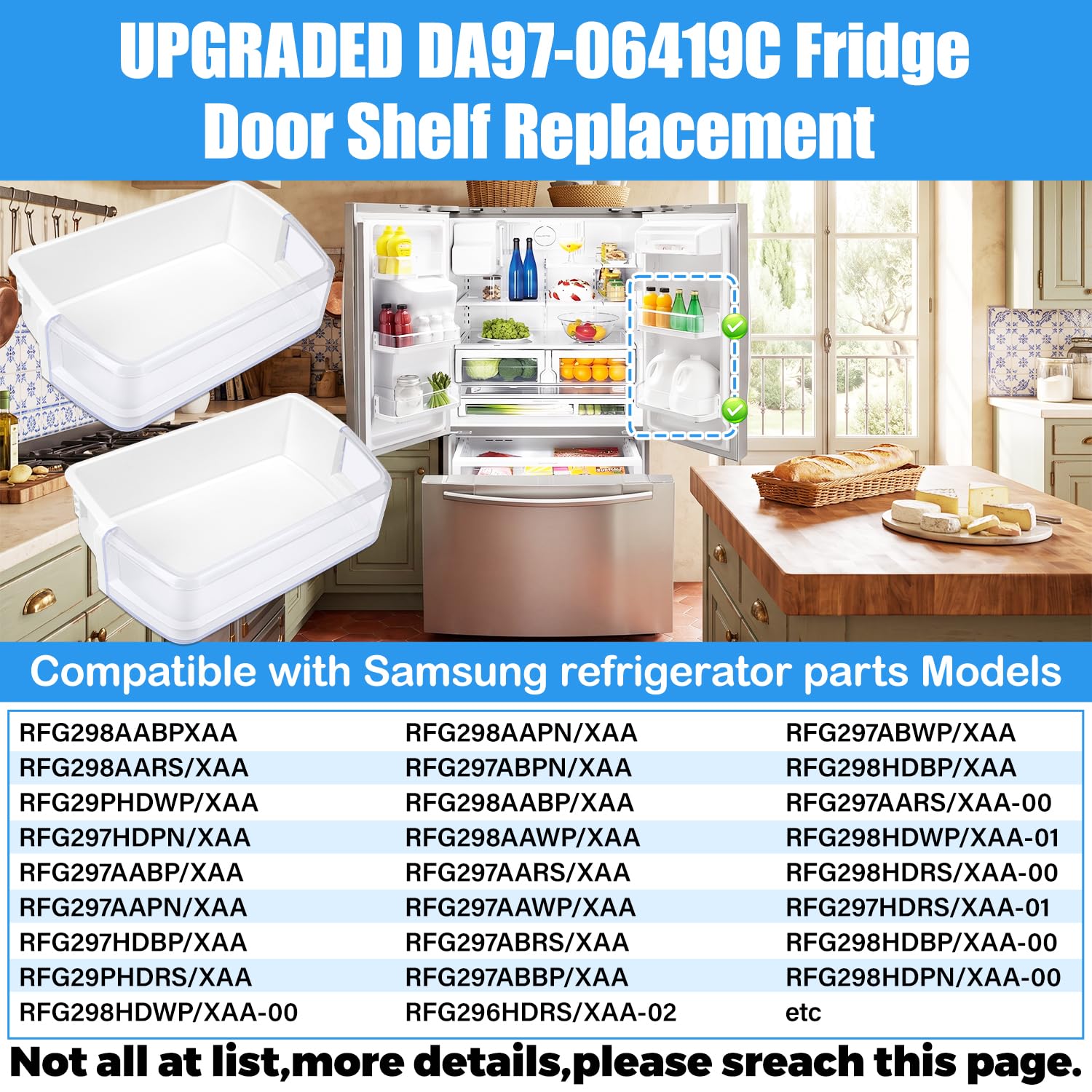 Paquete de 2 estantes de repuesto para puerta de refrigerador DA97-06419C