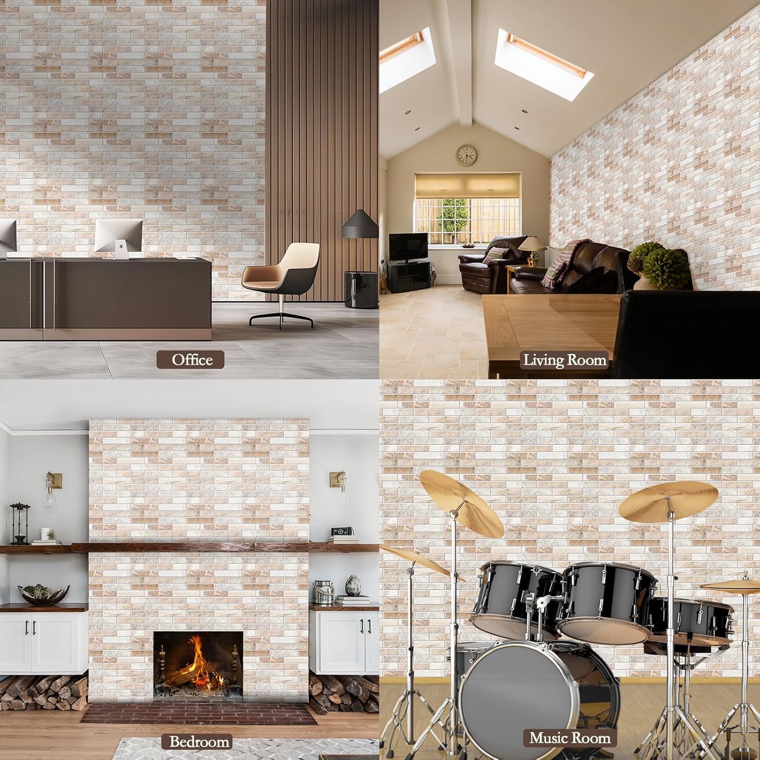 JBER Art Acoustic Panels, 48×32 Inches Acoustical Wall Panels, Sound Absorbing Wall Art, Decorative Acoustic Panels, Soundproof Wall Panels for Recording Studio, Home & Living Room(Brick)
