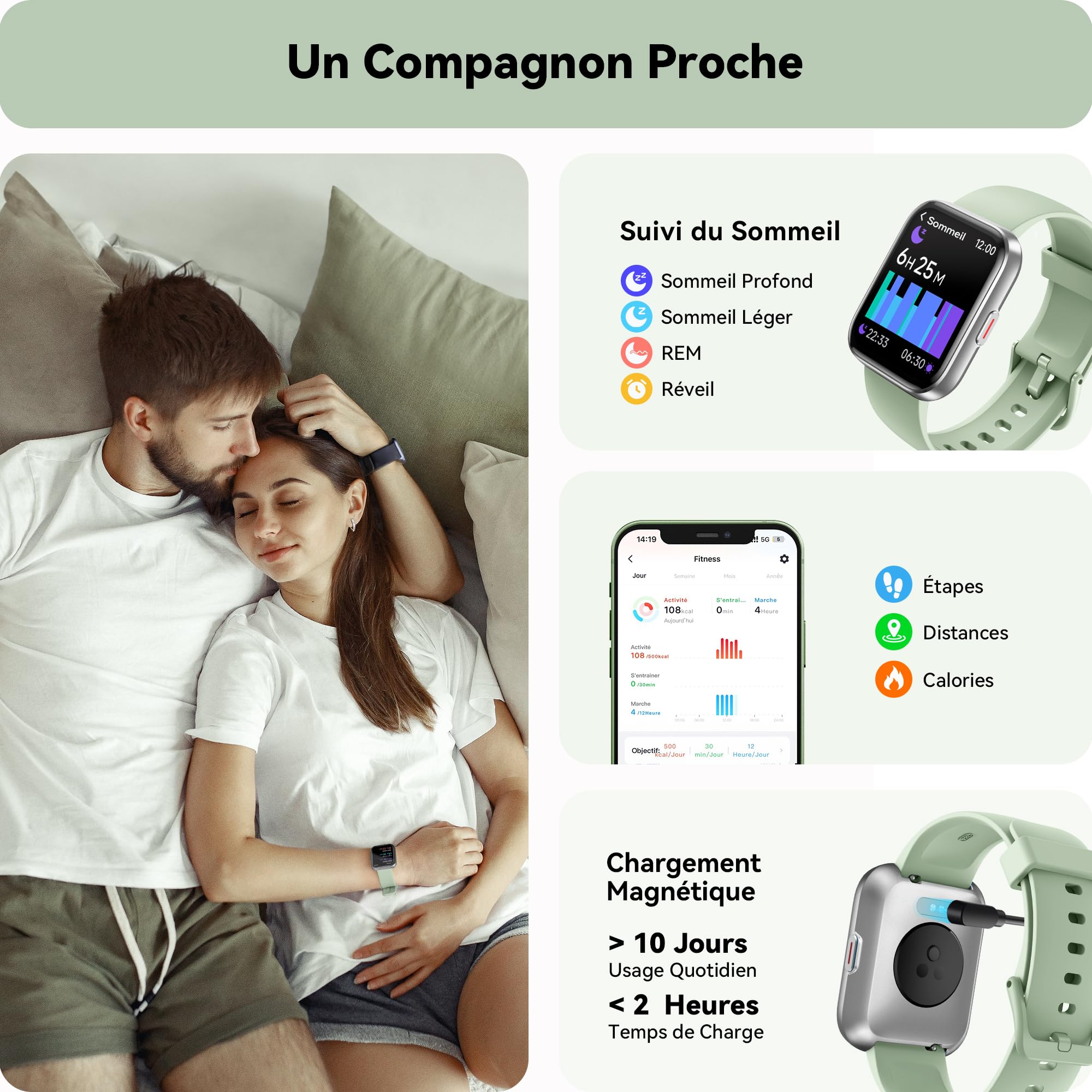 Montre Connectée Femme Homme, 1,8" Smartwatch avec Appel Bluetooth, Alexa Intégré, Fréquence Cardiaque/SpO2/Sommeil Moniteur, 100+ Modes Sport, IP68 Étanchéité, Montre Intelligente pour iOS Android
