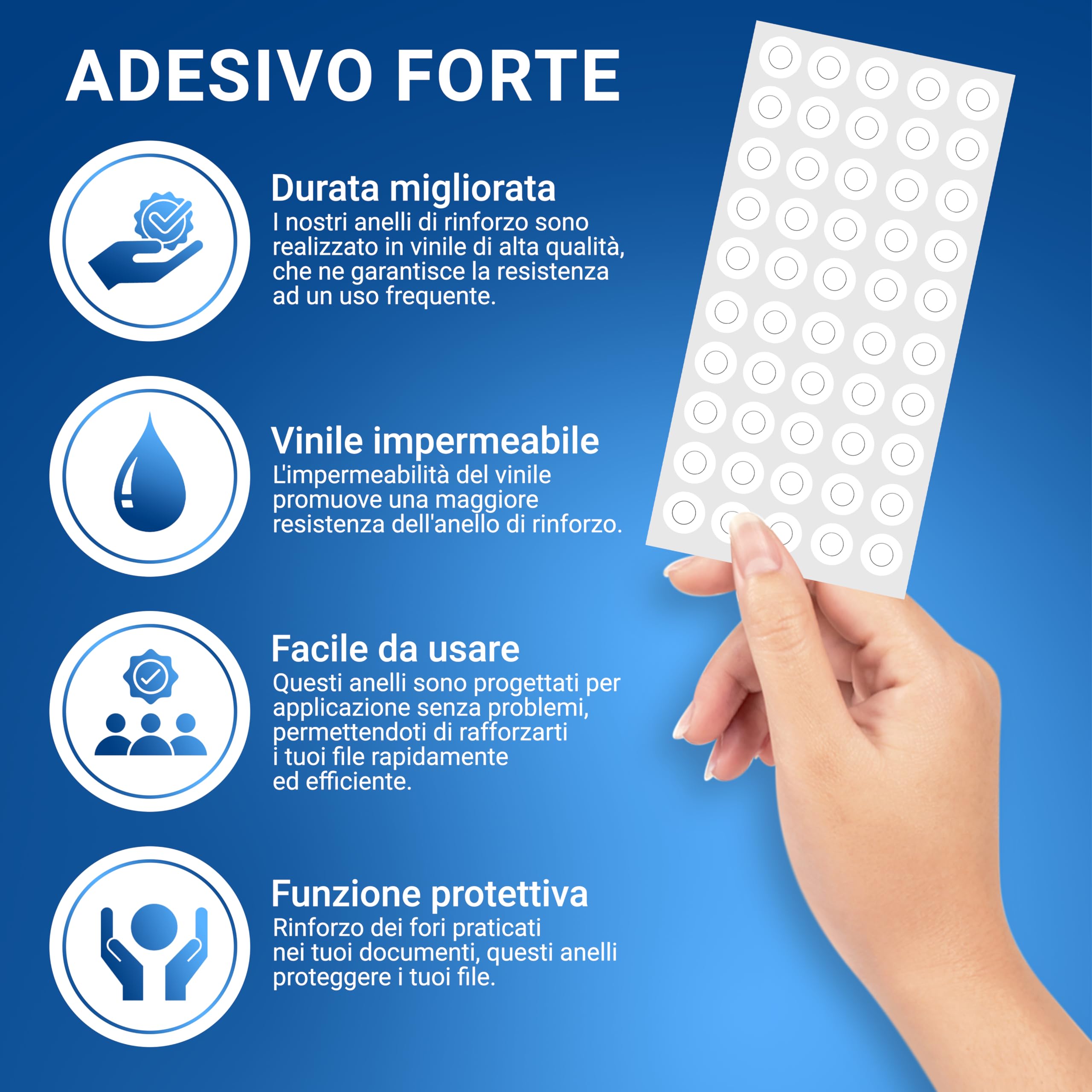 Salvabuchi Fogli Anelli Rinforzi Bianco 3000 | Anelli Autoadesivi Vinile