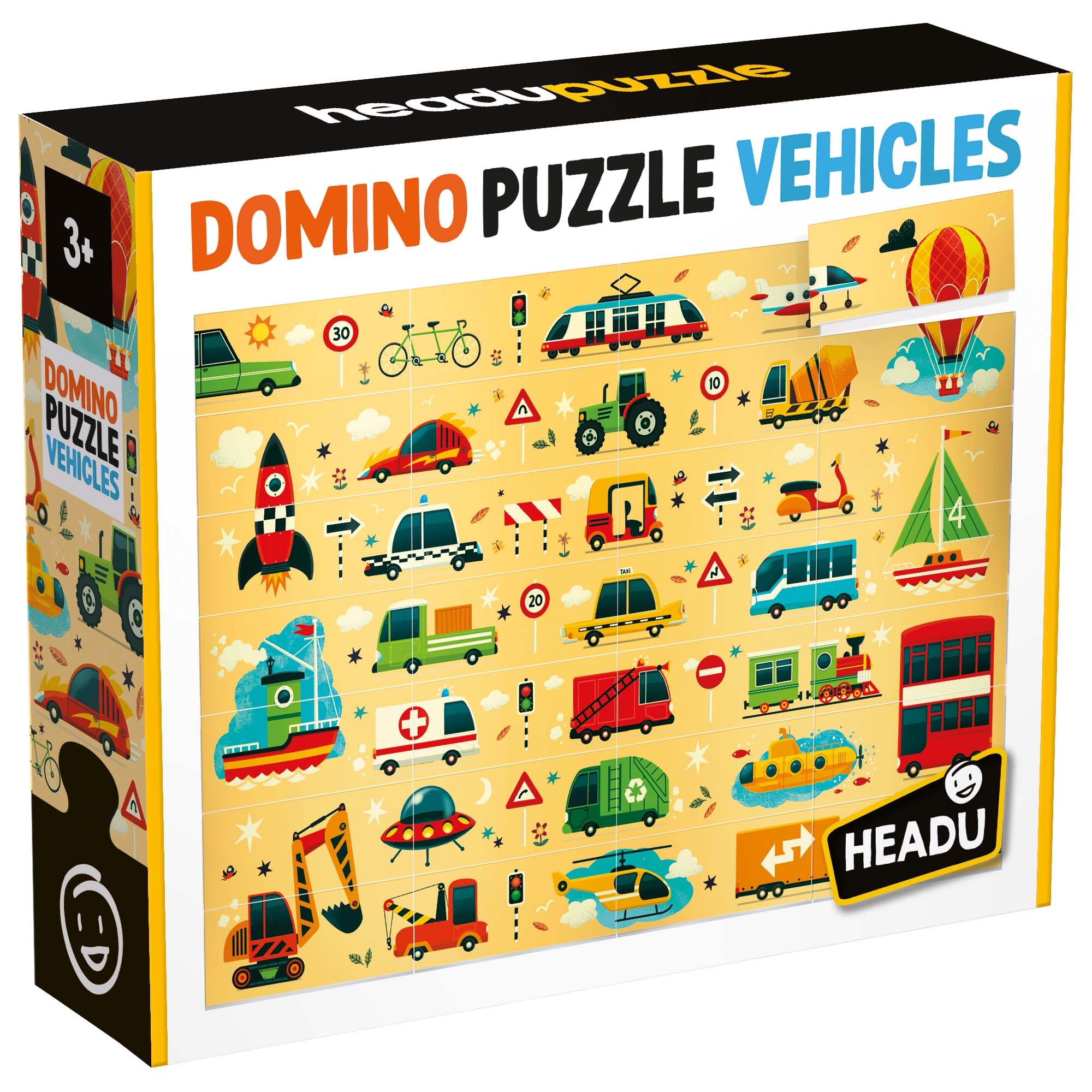 HEADU Domino Jigsaw Puzzle Vehicles | Educational Toys, Learn Vehicles, Educational Puzzle, Ages 3+ Years