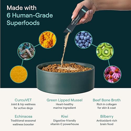 Miniatura 5 de Suplemento alimenticio para perros  Polvo multivitamínico para perros  Base de caldo de hueso con 6 superalimentos de grado humano  Soporta