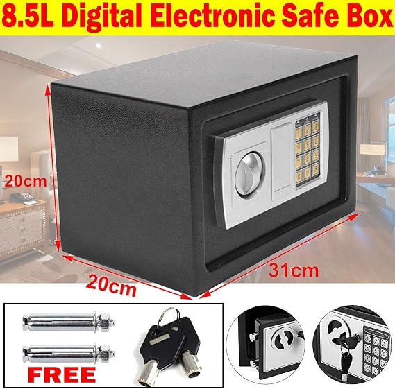 Secure Digital Steel Safe Electronic High Security Home Office Money Safety Box 8.5L Medium Electronic Password Security Safe Money Cash Deposit Box