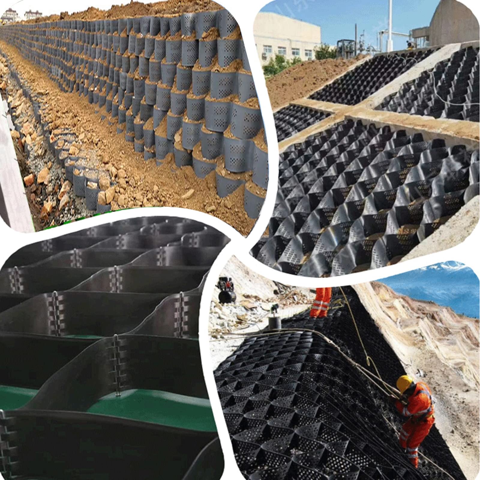 o Siatka do ścian oporowych, stabilizator żwiru, układarki do trawy, płyty o strukturze plastra miodu, do chodników i kształtowania krajobrazu, 2 x 2 x 2 m - i ciężka