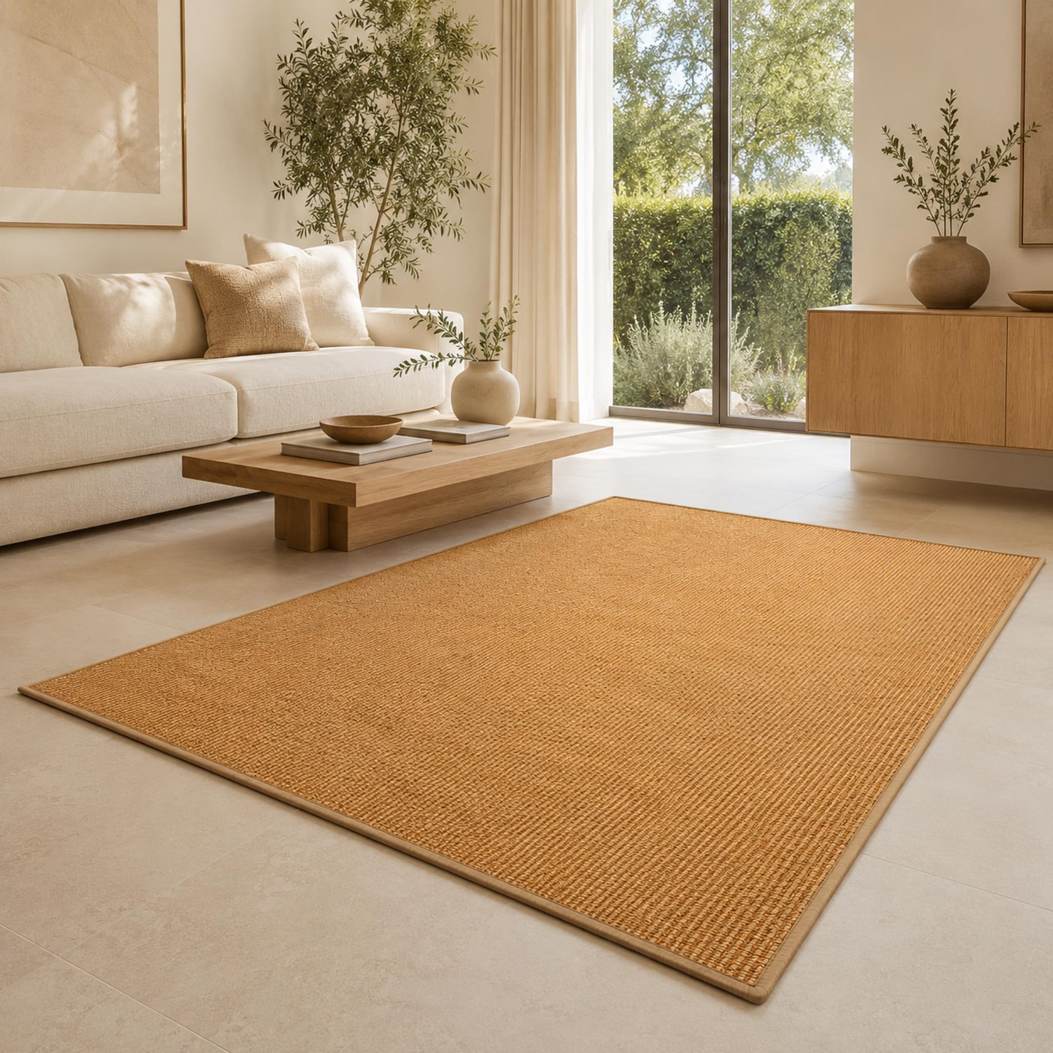 Sylt Sisal Rug, Woven Natural Fibre Area Rug, Home Bedroom Living Room Rug, Natural Fibre Carpet Runner (66 x 200 cm, Cork) — image 1