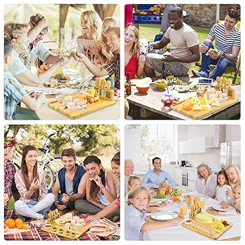 Amazon.co.jp: 竹チーズボードとナイフセット - 炭酸ボード竹材