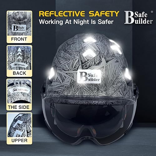 Vista 15 de Casco de seguridad industrial con visera ABS casco duro con visera ajustable Ventilación Hardhats construcción cabeza protección ANSI Z89.1 Casco