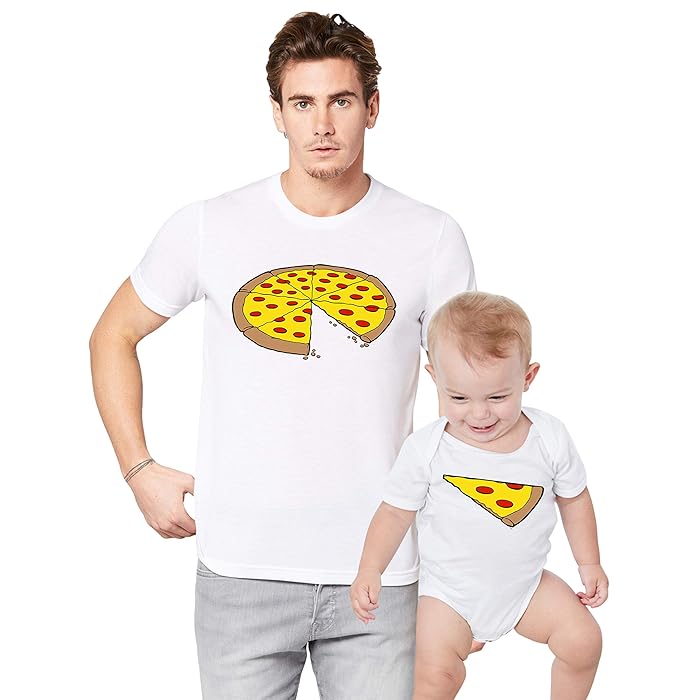 Dad and baby matching pizza shirts Clearance